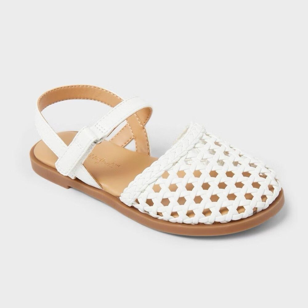 NWB Cat & Jack White Makaya Size 5 Sandals Slingback ankle strap